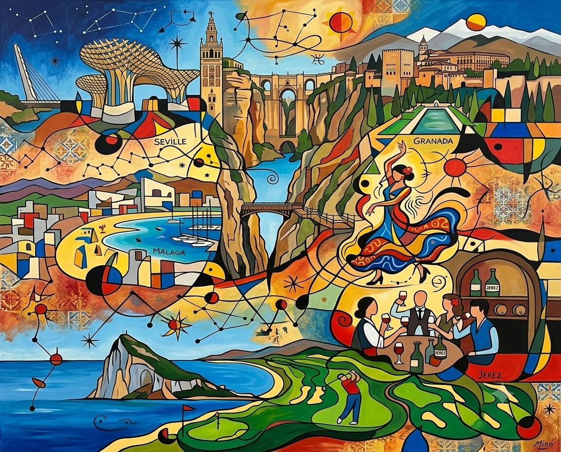 Andalusien im Stil von Miró
