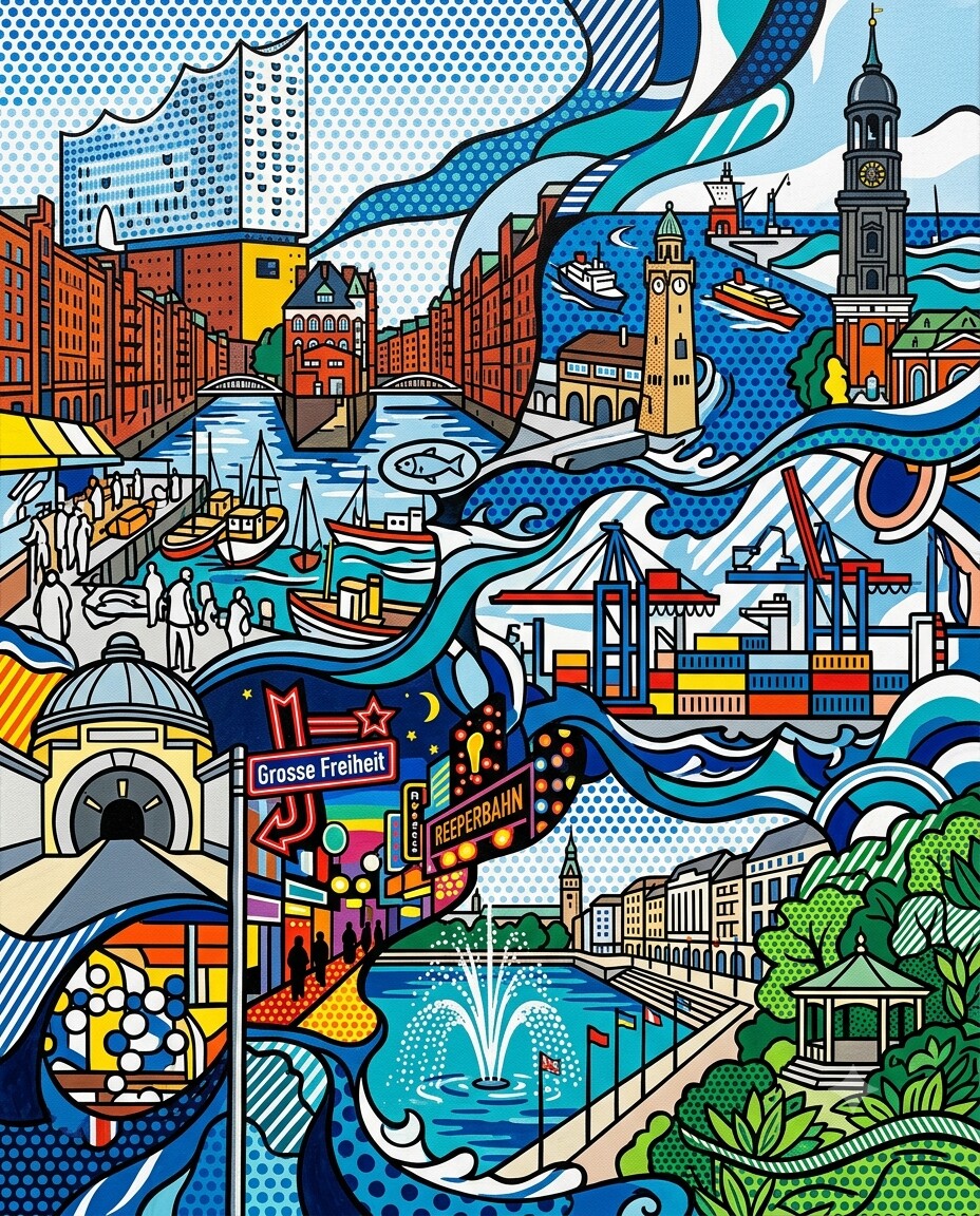 Hamburg im Stil von Lichtenstein