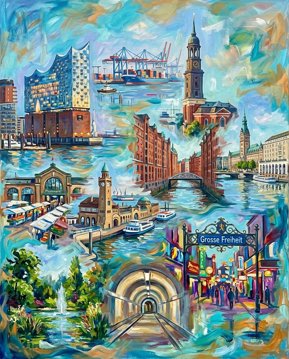 Hamburg im Stil von Monet