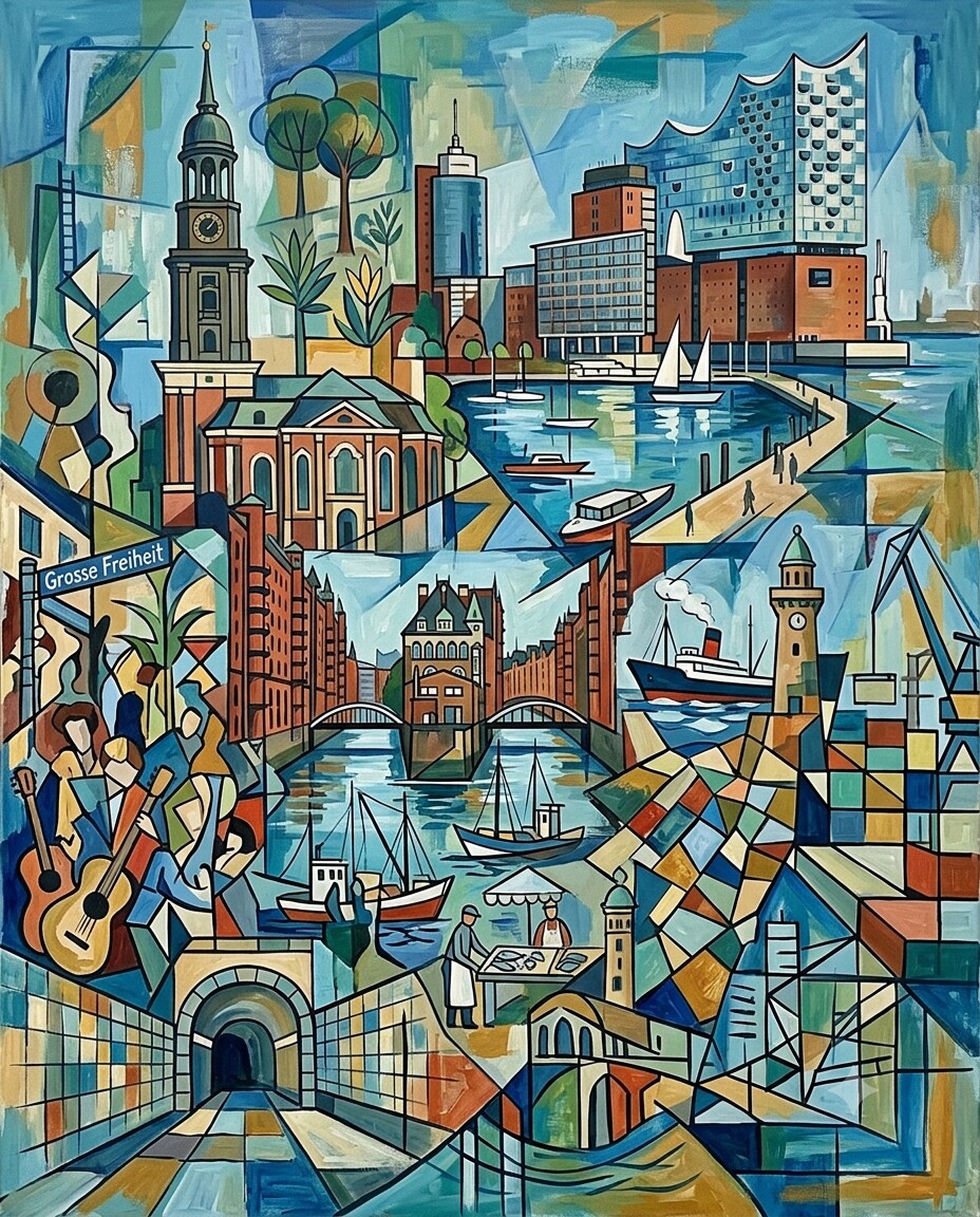 Hamburg im Stil von Picasso