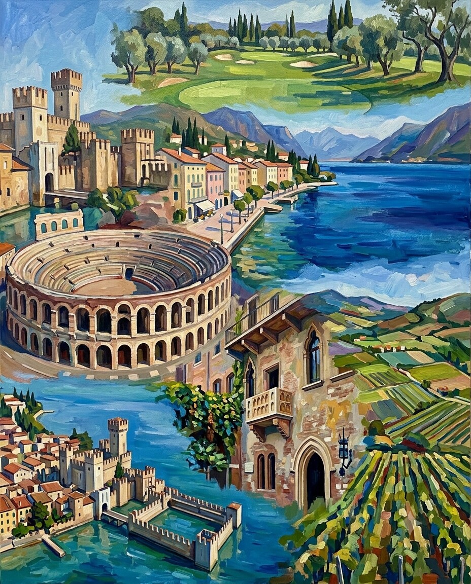 Manerba del Garda im Stil von Cézanne
