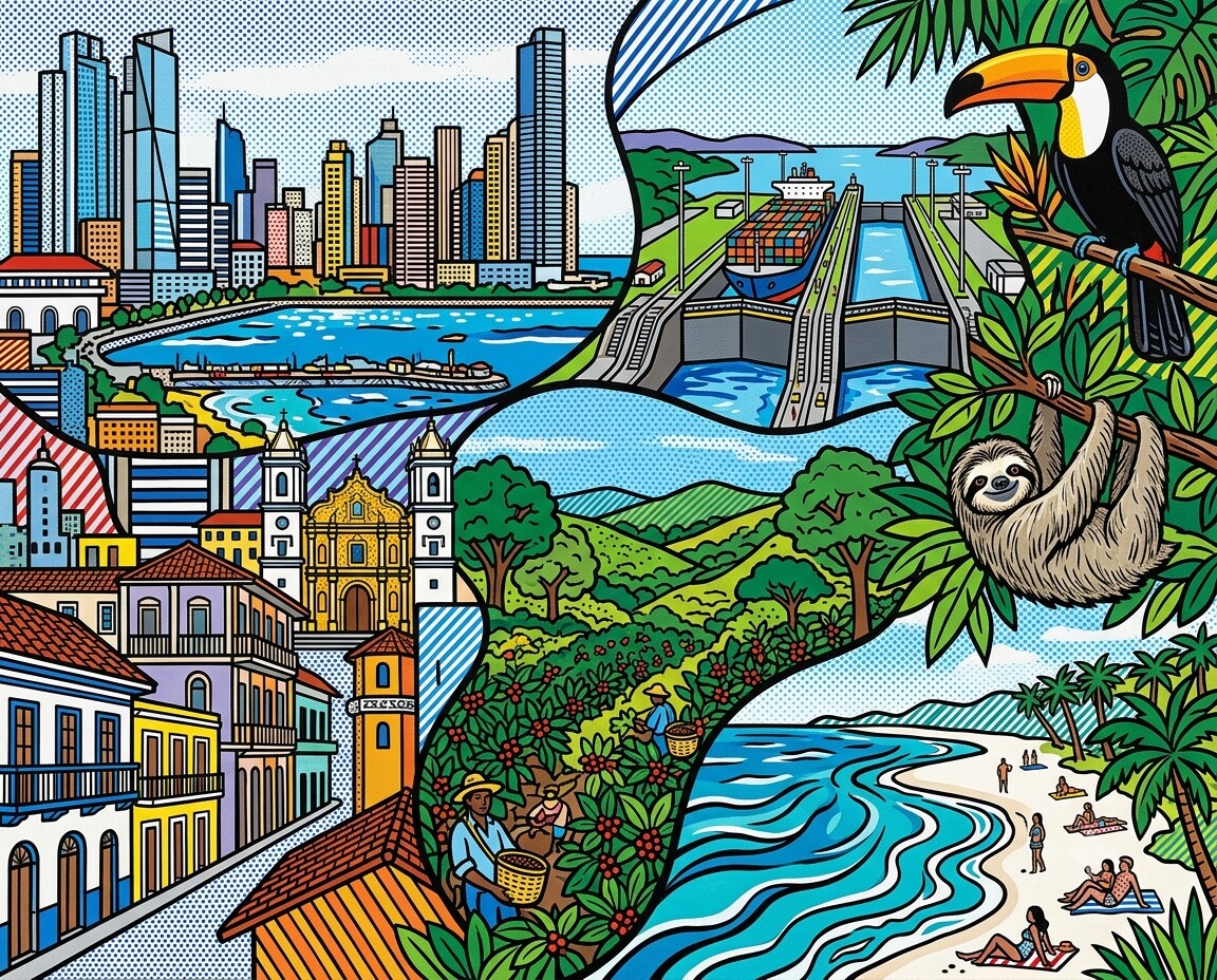 Panama im Stil von Lichtenstein