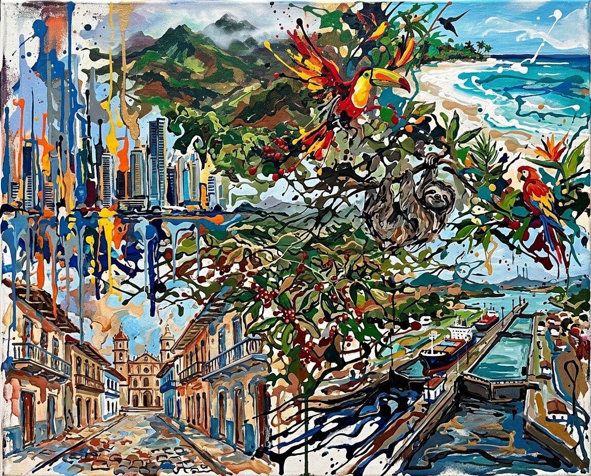 Panama im Stil von Pollock