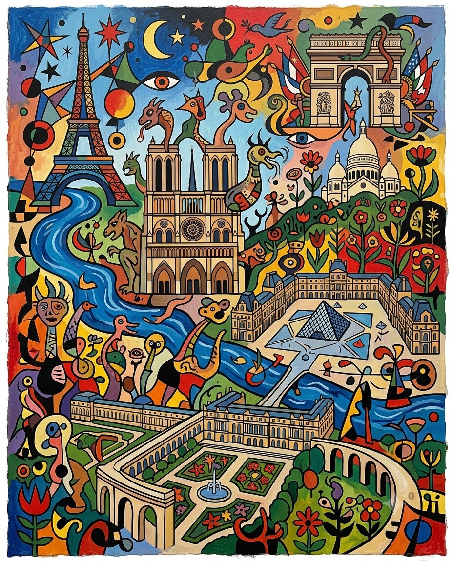 Paris im Stil von Miró