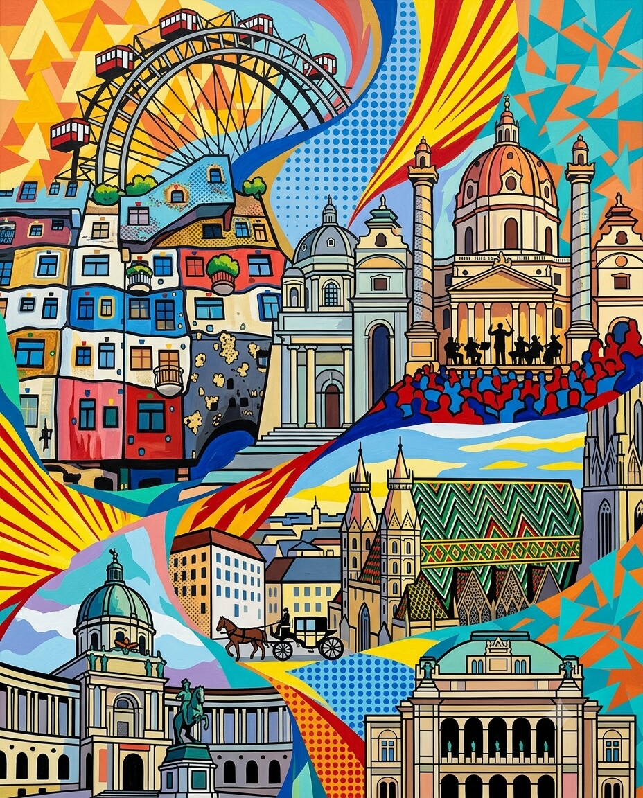 Wien im Stil von Lichtenstein
